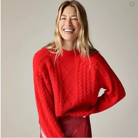 J. Crew Red Cable-knit Rollneck sweater - Size XS - Excellent Condition - Picture 2 of 6